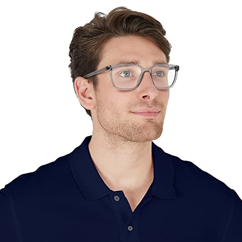 Brooks Brothers Men's Bb2052 Square Prescription Eyewear Frames, Transparent Grey/Demo Lens, 55 Mm #TOP6