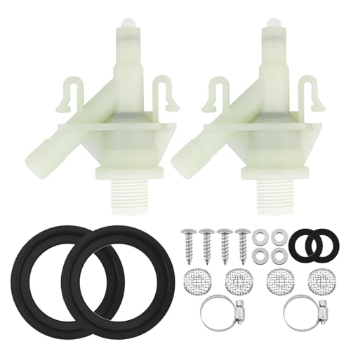 Upgraded 2 Pack 385311641 Rv Toilet Valve Replacement Kit - Toilet Valve with Rubber Seal Flush Ball Seal and Leak-Proof Washers Compatible Rv Toilet Parts for Dometic 300-321 Series