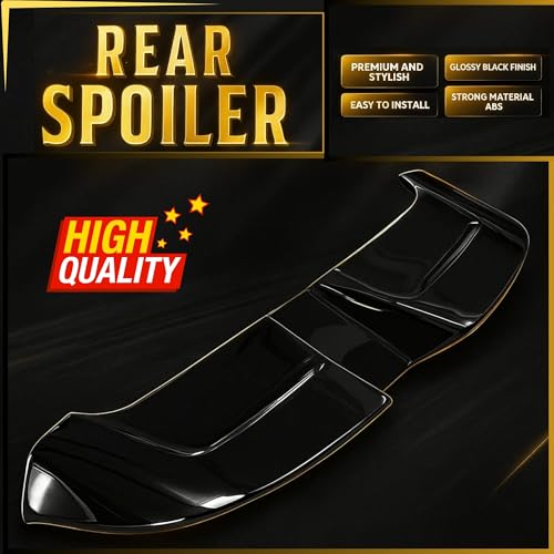 Image of KMH Rear Roof Spoiler Wing Compatible with Toyota Innova Hycross 2015 Onwards - Premium and Stylish Rear Mount Accessories for Enhanced Aerodynamics, Glossy Black Finish - Pack of 1