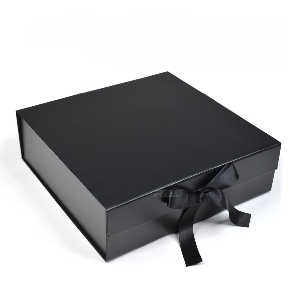 RBS®- LARGE Gift Boxes (34 x 33 x 10cm) Gift boxes for Packaging (1 Pack) Hamper Boxes for Gift Holds Upto 10 kg Gift Packing Box Gift Boxes for Gifting Hamper Box (Large Black)