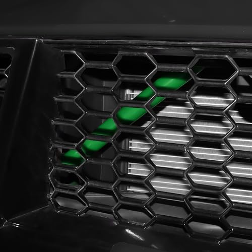 Image of KUNGKIC For 2024 2025 Mustang Grill Inserts Trims ABS V Brace Stripes Wrap Covers Exterior Car Accessories (Green)