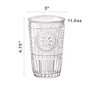 Bormioli rocco romantic tumbler 1150 oz 4 piece set clear  urban country home decor