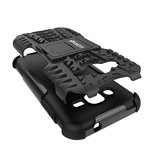 Amzer Impact Resistant Hybrid Warrior Case For Samsung Galaxy J2 Sm-J200F - Retail Packaging - Black #TOP4