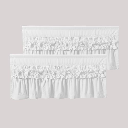 Amazon.com: HIG 2 Pack Grayish White Ruffle Window Valances ...