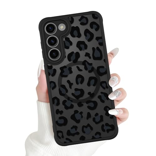 Coque de téléphone Samsung S23 imprimé léopard noir protectrice et rigide
