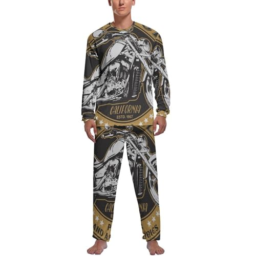 Haut et bas de pyjama homme contre le froid nocturne style motard