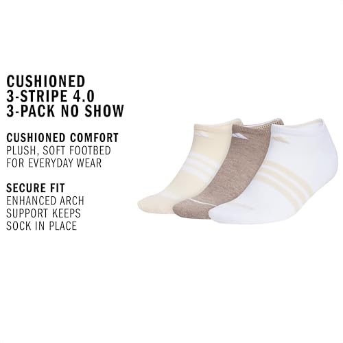Image of adidas Cushioned No Show Socks 3-Pairs Durable & Comfortable