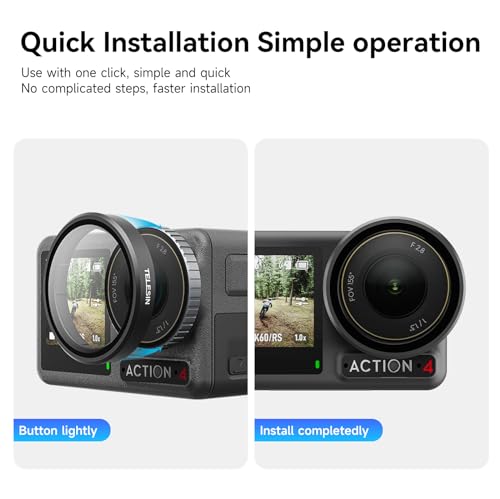 Image of TELESIN UV Filter Lens Filter for DJI Action 4 Osmo Action 3 Accessories, Multi-Layer Coatings HD /Hydrophobic /Scratch Resistant Ultra-Slim Protection Lens Protector for DJI Action 3 4 Accessory