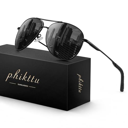 phikttu Sunglasses Men Polarized Aviator Sunglasses for Men Women Fishing Driving Sun glasses Metal...