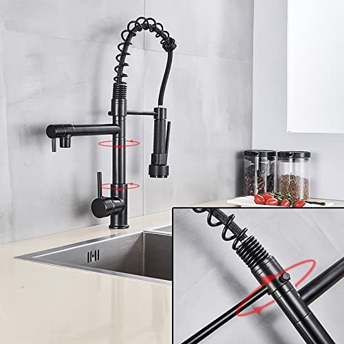 Robinet de cuisine extensible noir pour résoudre le manque de pression et d'espace d'évier - 6