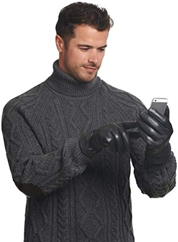 Gondola Men’s Black Leather Gloves w/Thinsulate (Touchscreen) Great for Winter Driving and Riding (Sheepskin) - Image 2