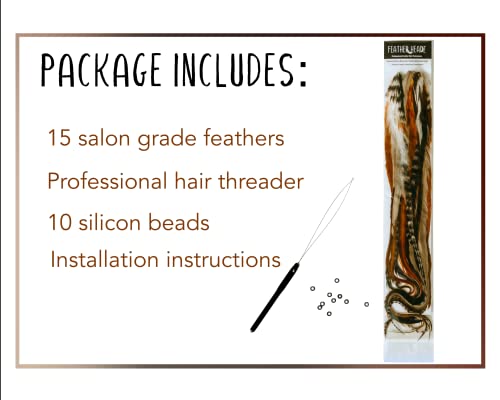 15 Natural Fluffy Color Hair Feathers - 7”- 12” Long - Natural Fluffy Hair Extension, Feather Hair Extension DIY Kit - Eye-Catching Design - 20 Micro-link Beads - 100% Real Rooster Feathers - Image 3