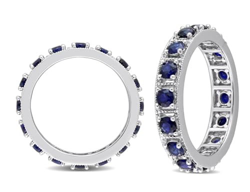 1.92 Carat (ctw) Lab-Created Blue Sapphire Eternity Band Ring in Sterling Silver4