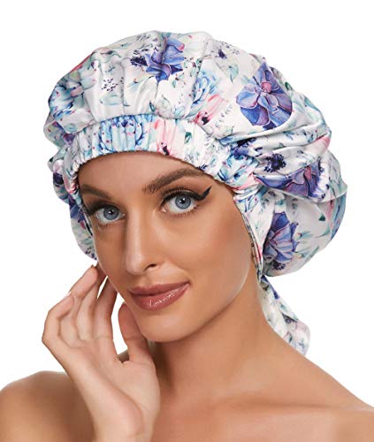 Extra Large Satin Sleep Bonnet Cap Soft Elastic Wide For Natural Hair