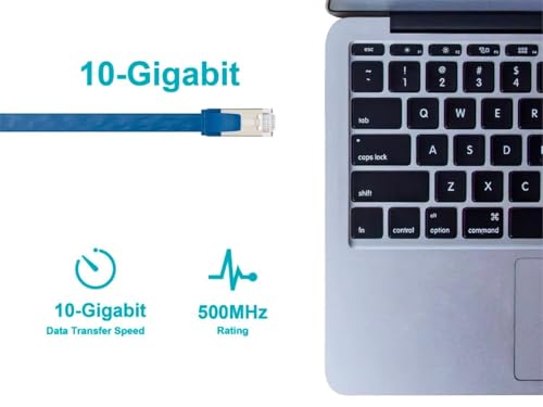 Cable Patch Ethernet Monoprice Cat6A Slim Flat 15.24 m Azul miniatura 4