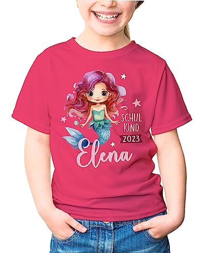 SpecialMe® Kinder Mädchen T-Shirt Schulanfang Meerjungfrau Schulkind...