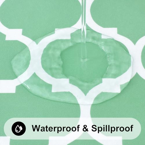 Image of Smiry Rectangle Table Cloth, Flannel Backed Vinyl Tablecloth, 52 inchx70 inch | Waterproof Plastic Tablecloths, Wipeable Table Cover for Dining, Indoor and Outdoor (Sage Green)