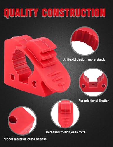 Image of 7 PCS Quick-release Shovel Holder Clamp Mount Bracket Red | for 1-1 /7 to 1-3 /7 Inch Diameter Tools, Rubber Material, Fit Off-road Vehicles, UTV, ATV, Truck Trailer, RV
