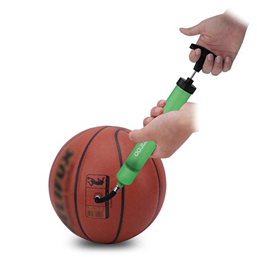 Skoloo 10" Portable Hand Air Ball Pump Inflator Kit With Needle, Nozzle, Extension Hose For Soccer Basketball Football Volleyball Water Polo Rugby Exercise Sports Ball Balloon Swim Inflatables, Green #TOP5
