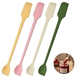 cobee 4Pcs Mini Silicone Spatulas, Long Dual-end Silicone Scraper, Multifunctional Small Scrapers Jar Scraper Spatula, Makeup Spatula Stirrer for Jam, Lotion, Narrow Thin Bottles