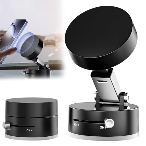 Henjunu Porta cellulare auto magnetico,2025,Pieghevole e retrattile,360° Rotazione,Porta cellulare auto magsafe,Supporto magnetico magnetico a ventosa per cellulare,Universale per auto,palestra,ecc