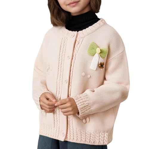 Toddler Baby Girls Cardigan Sweater Long Sleeve Button Closure Knit Sweaters Kids 3D Bowknot Outwear Coat Fall Winter Clothes
