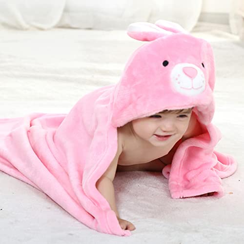 Image of TONWHAR 0-4 Years Toddlers' And Kids' Boys Girls Animal Face Hooded Blanket Baby's Bathrobe,Plush After Bath Blanket(Rabbit)