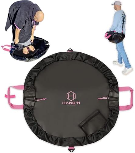 Hang 11 Wetsuit Changing Mat Bag - Surf Changing Mat with Shoulder Strap, Wetsuit Bag Waterproof, Keeps Your Wet Suit & Car Clean, Surf Change Gear, Surfing Accessories, Surfing Gifts (Black & Pink)