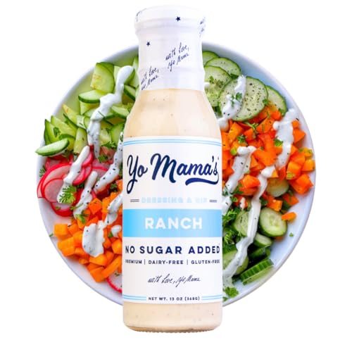 Yo Mama’s Foods Aderezo Y Aderezo Ranch Para Ensaladas Keto - Bajo En Carbohidratos, Bajo En Sodio Y Sin Gluten|13 Onzas (Paquete De 1)