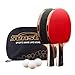Senston Palas Ping Pong, Pelotas Ping Pong Set, 2 Raquetas de Tenis de Mesa + 3 Pelotas + 1 Bolsa,el Entrenamiento/Kit de Raqueta recreativa