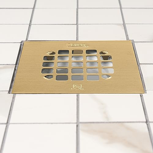 Crépine de douche carrée universelle or brossé pour espace moderne