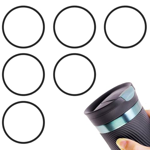 WSHAITE 6 Pcs Gaskets Seal Compatible with Contigo Snapseal Byron Travel Mug 16oz & 20oz Silicone Rubber Seal Rings Replacement Parts Lids Compatible with Contigo Coffee Travel black