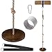 Yangbaga Wooden Round Disc Rope Swing 51â€-73â€ Adjustable Climbing Rope Tree Swing with Hanging Strap Snap Hook and Felt Protectors for Kids Outdoor