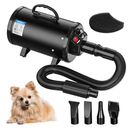 Nova Microdermabrasion Dog Pet Grooming Force Hair Dryer Blower Heater Adjustable Speed w/ 3 Nozzles and 2 Filters 2400W