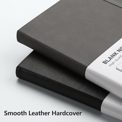 Image of RETTACY Blank Journal Notebook, 192 Pages, A5 Medium Size (5.7'' x 8.3'') | Leather Hardcover, 100 GSM Thick Paper, for Sketching, Drawing, Painting (Gray)