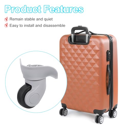 uxcell 2Pcs Luggage Wheel Replacement, Suitcase Trolley Wheels DIY Repair, Spinner Wheels Luggage Accessories, Swivel Silent Wheel, Grey4