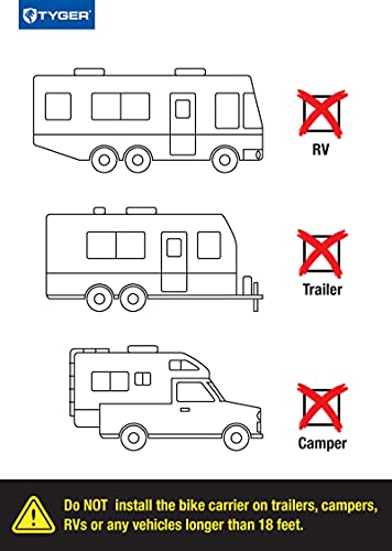 Tyger Auto Tg-Rk4B102B Deluxe 4-Bike Carrier Rack Compatible With Both 1-1/4'' And 2'' Hitch Receiver | With Hitch Pin Lock & Cable Lock | Soft Cushion Protector #TOP2