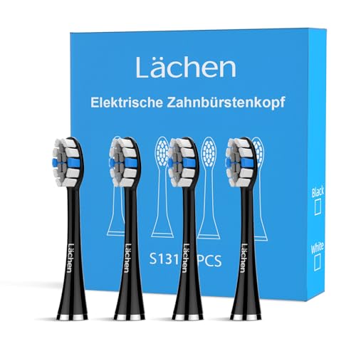 Lächen Ersatzbürstenkopf,Passend für alle elektrischen Zahnbürsten von Lächen, 4 Stück (S131 schwarz)