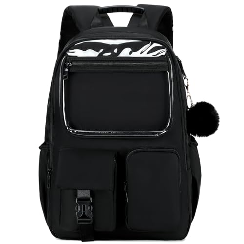 Kids Backpack for Girls Bookbag College Middle High School Bag for Student Black Plain Ita Bag