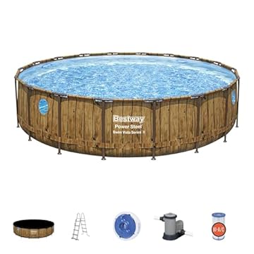 Bestway 56977-4 Set Piscina Fuori Terra Power Steel Swim Vista Series II Rotonda Con Oblò da 549x122 cm
