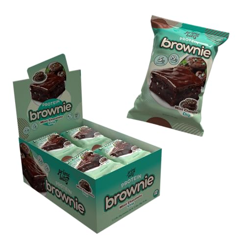 Image of Prime Bites High Protein Brownie Snack, Low Carb, Mint Chocolate Chip 12ct | 19g of Protein, 5g of Collagen, Gluten-Free, Low-Sugar Treat, Delicious Protein Snack