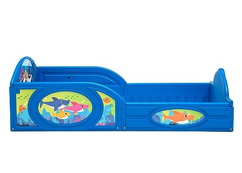 Baby Shark Plastic Sleep and Play Plastic Toddler Bed with Attached Guardrails by Delta Children, Blue - image 9