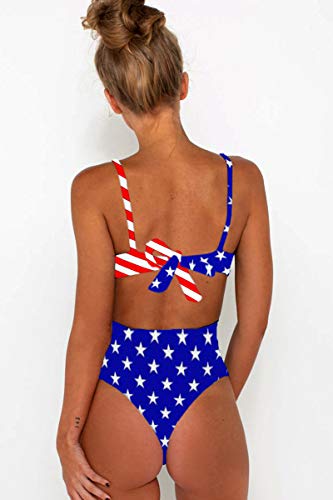 Chyrii Women High Waisted Swimsuits Sexy Push Up Cutout Monokini Backless One Piece Swimsuit American Flag Small #TOP1