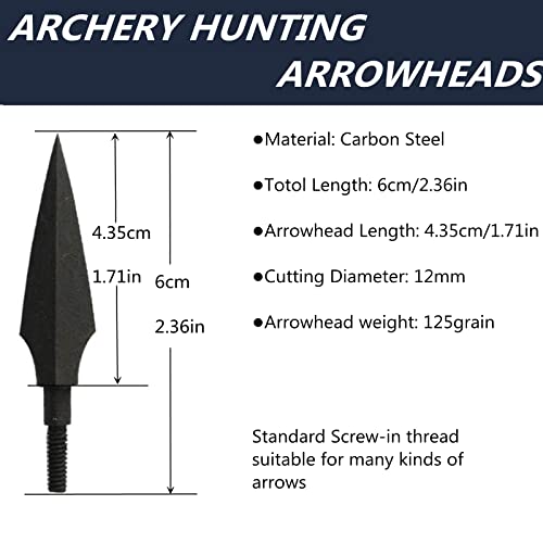 Huntingdoor Traditional Broadheads 12Pcs Hunting Arrow Heads Screw-In Solid Metal Archery Arrow Tips Medieval Arrowhead Old School For Hunting And Target #TOP1
