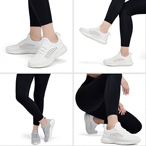 Image of Akk Womens Walking Shoes - Slip On Tennis Running Shoes Memory Foam Lightweight Work Sneakers for Indoor Outdoor Gym