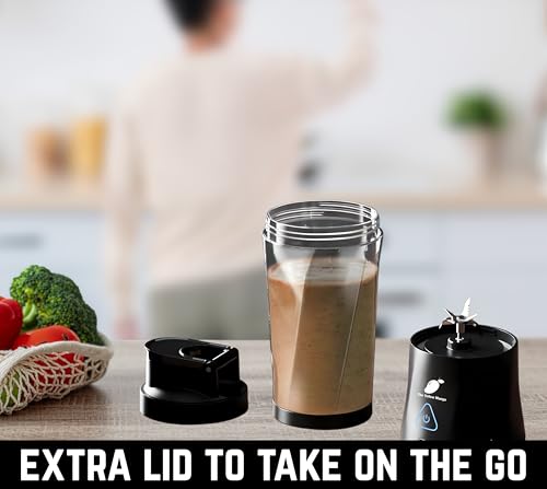 Image of TORPEDO Portable Blender (Black), Cordless, 24oz. Vessel, Personal Blender for Shakes & Smoothies, BPA Free, Leakproof Sip Lid & Self Cleaning - Travel with 6 Sharp Blade, USB - C Metal Cable Charger
