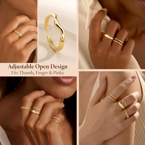 FIRSTGIFT 5Pcs Stackable Rings for Women Gold Silver Adjustable Thumb Rings - image 3