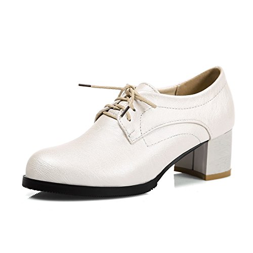 CosyFever Zapatos Oxford Chunky Bajo conCerrado con Cordones Ata para Arriba DC39 para Mujeres Blanco - 38 EU Cover