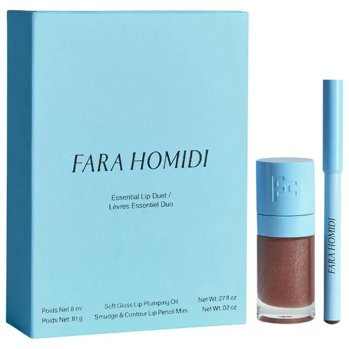 Fara Homidi Essential Oil Lip Duet 0.27 oz/ 0.03 oz, Color: Giene + Demi – translucent glinted-aubergine + mid-tone berry brown – Limited Edition