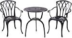 C/G Bistro Set 3 Piece Outdoor Cast Aluminum Patio Bistro Set with Umbrella Hole and Armrests,Outdoor Bistro Table Set,Patio Furniture Set Front Porch Set for Yard Garden Villa (Pink)
